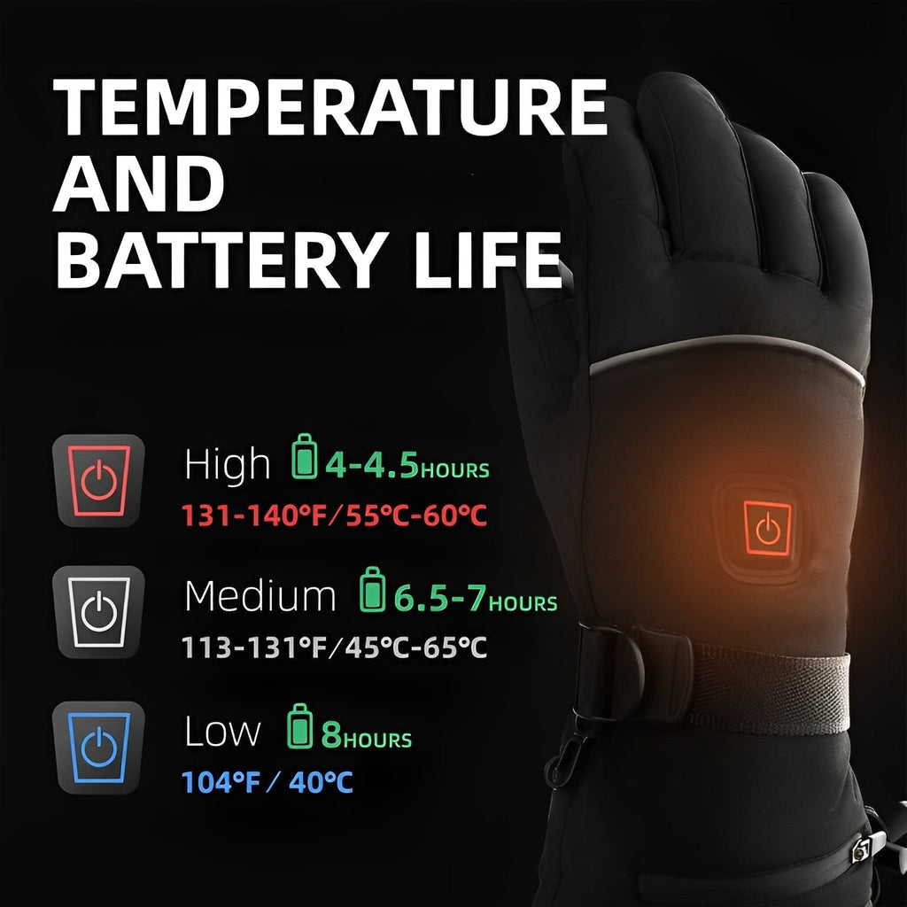 Electric Heated Gloves For Cold Hands Battery Powered Waterproof Wrist Strap Touchscreen Fingertips - Image 4