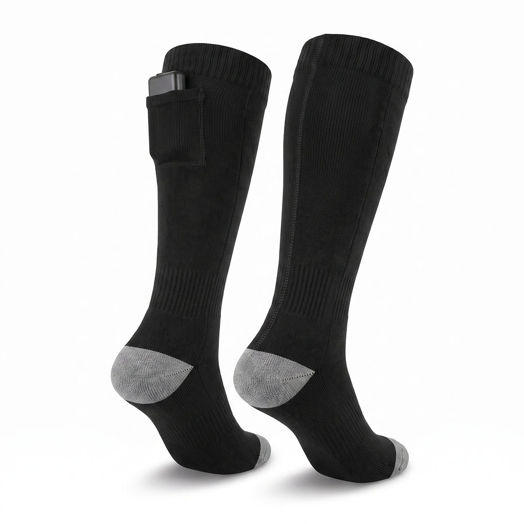 Electric Heated Socks Rechargeable Knee-High With Battery Pockets - angle