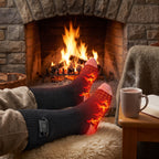 Electric Heated Socks Rechargeable Knee-High With Battery Pockets - in-use
