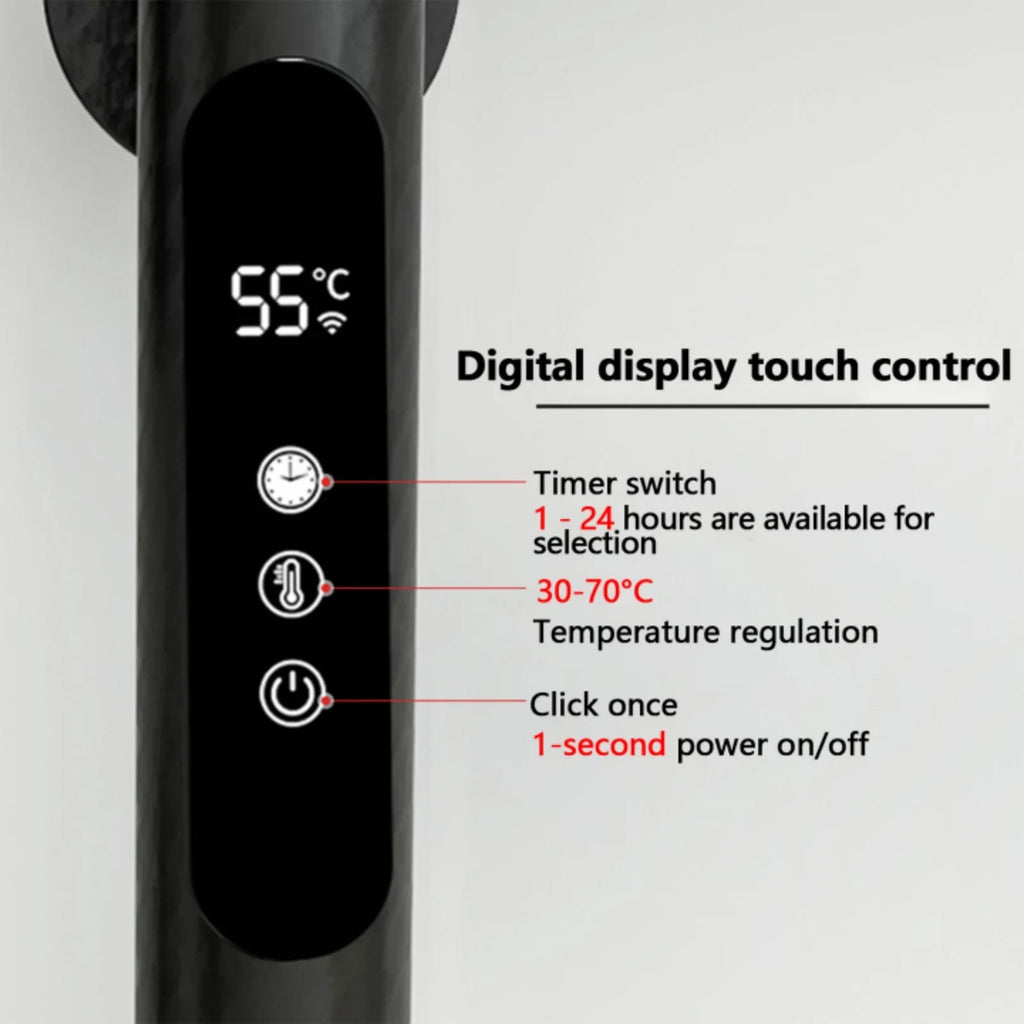 Electric Heated Towel Rack Wall Mounted Stainless Steel Fast Drying Heater With Digital Control - Image 8