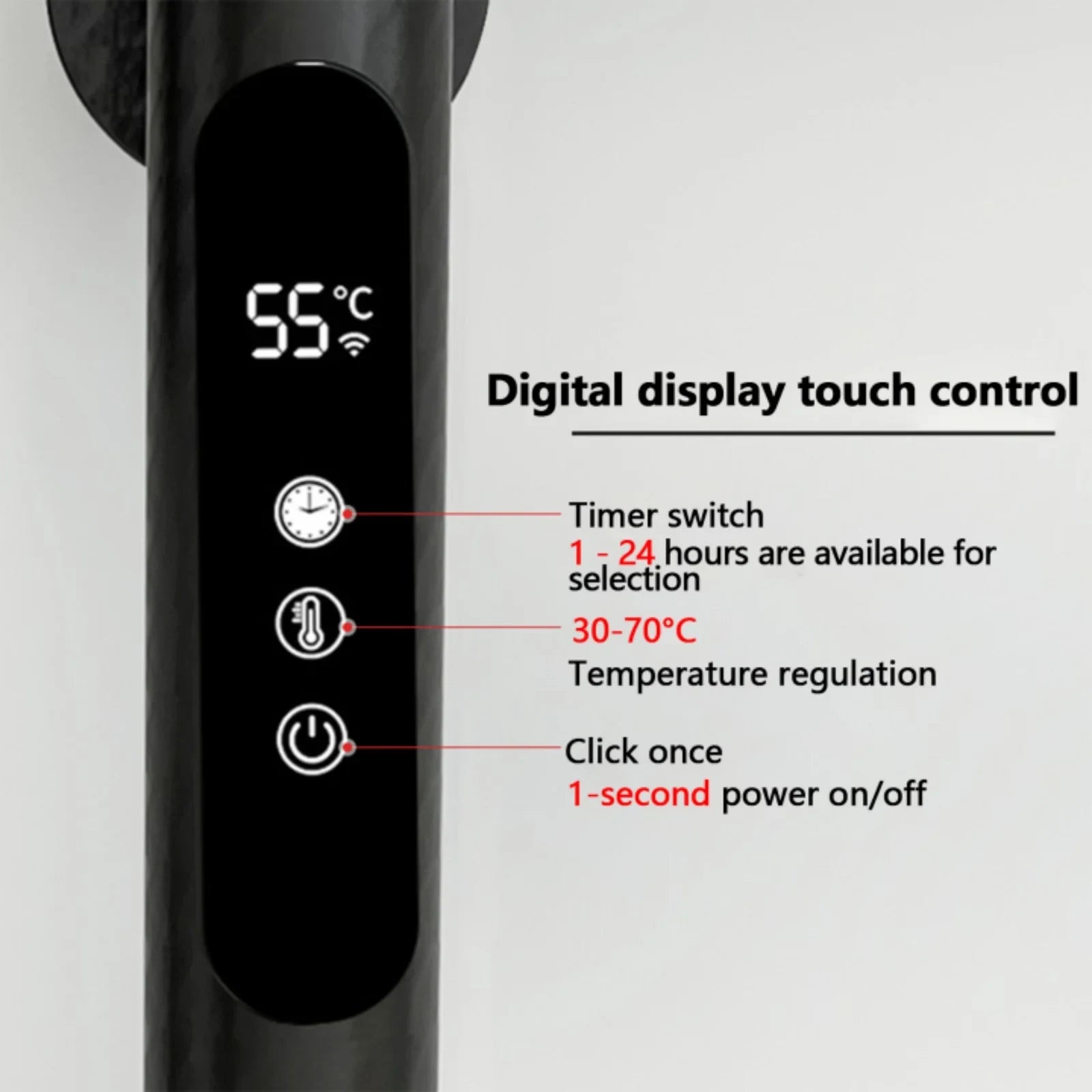Electric Heated Towel Rack Wall Mounted Stainless Steel Fast Drying Heater With Digital Control - Image 8
