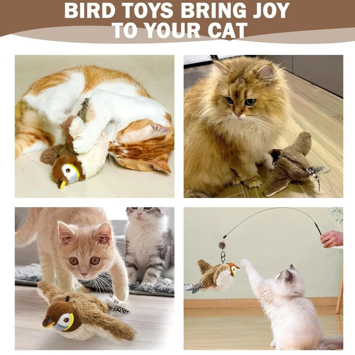 Electronic Flying Bird Cat Toy With Flapping Wings And Secure Hanging Cord - Image 3