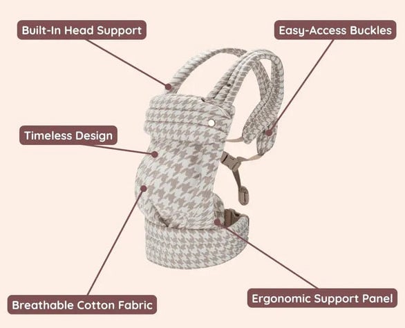 Ergonomic Baby Carrier With 4 Adjustable Positions Soft Cotton For 0–24 Months - Image 11
