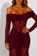 NOVA | Lace Off Shoulder Maxi Dress | Women’s Elegant Evening Dress
