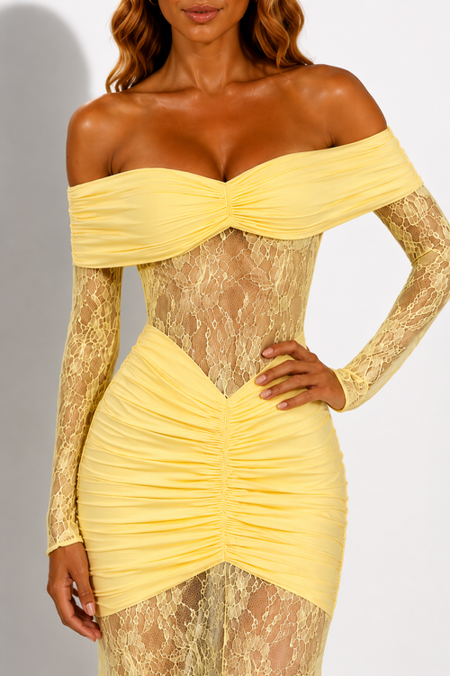 Evening Dress with Sculpting Bodycon Fit and Off-Shoulder Neckline