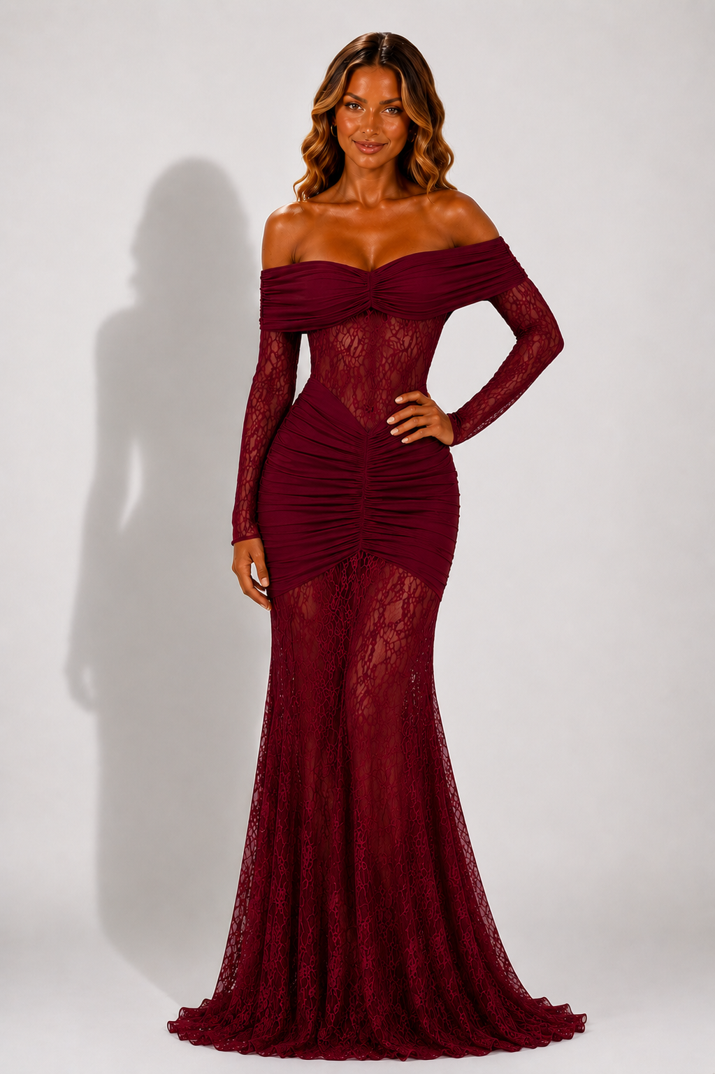 NOVA | Lace Off Shoulder Maxi Dress | Women’s Elegant Evening Dress