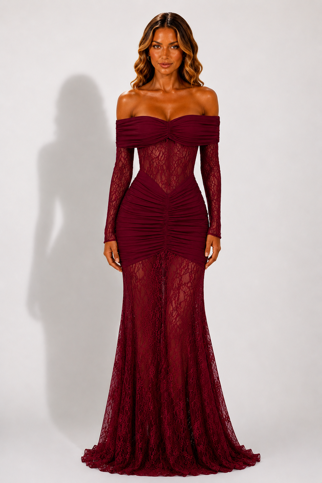 NOVA | Lace Off Shoulder Maxi Dress | Women’s Elegant Evening Dress