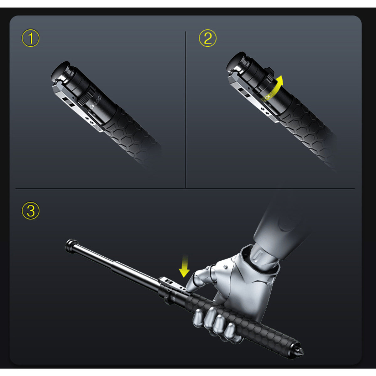 Expandable Baton With Spring-Loaded Telescopic Design And Glass Breaker For Personal Safety - Image 5