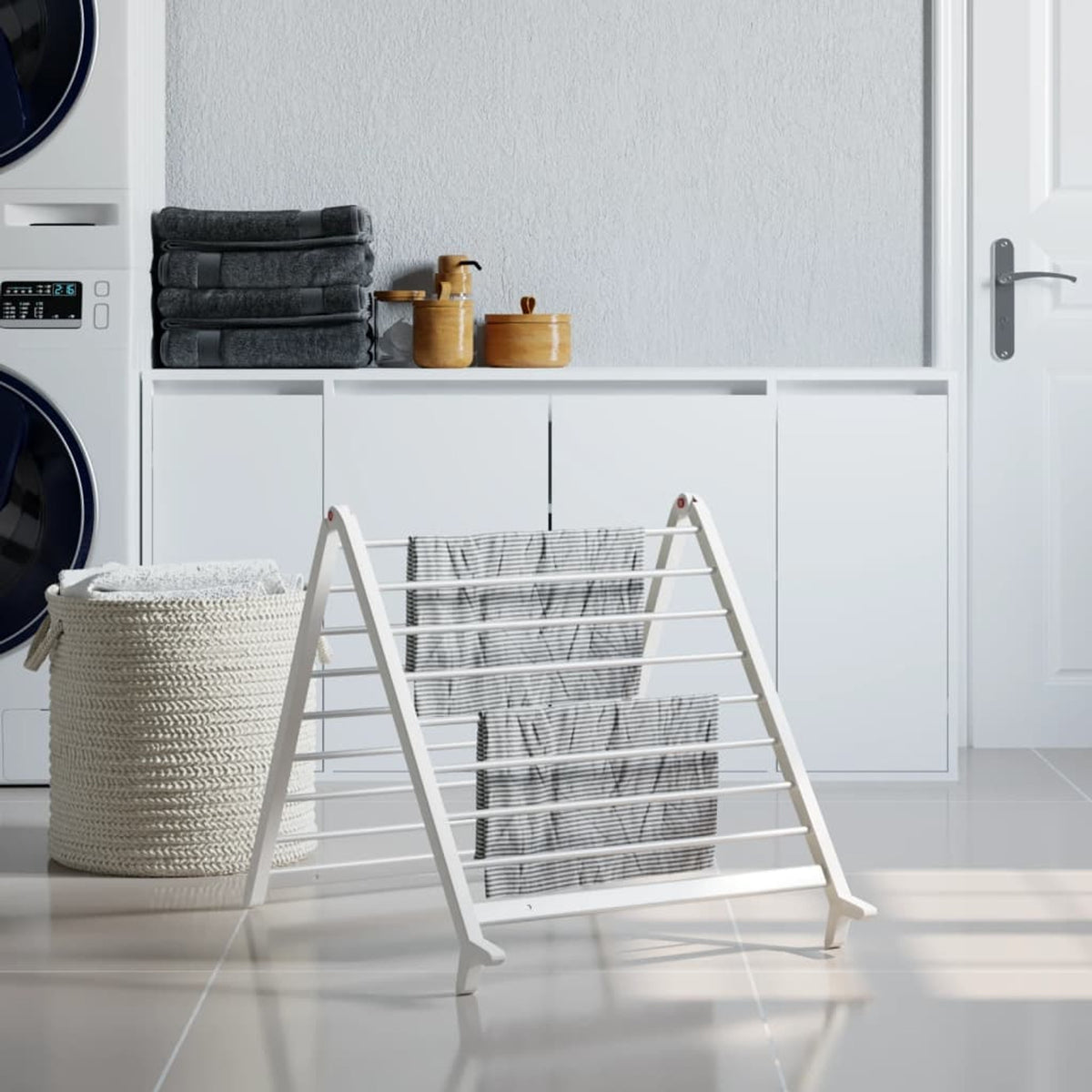 Extendable Clothes Airer For Bathtub Foldable A-frame Laundry Drying Rack With Sturdy Aluminum Frame That Saves Floor Space - Image 1