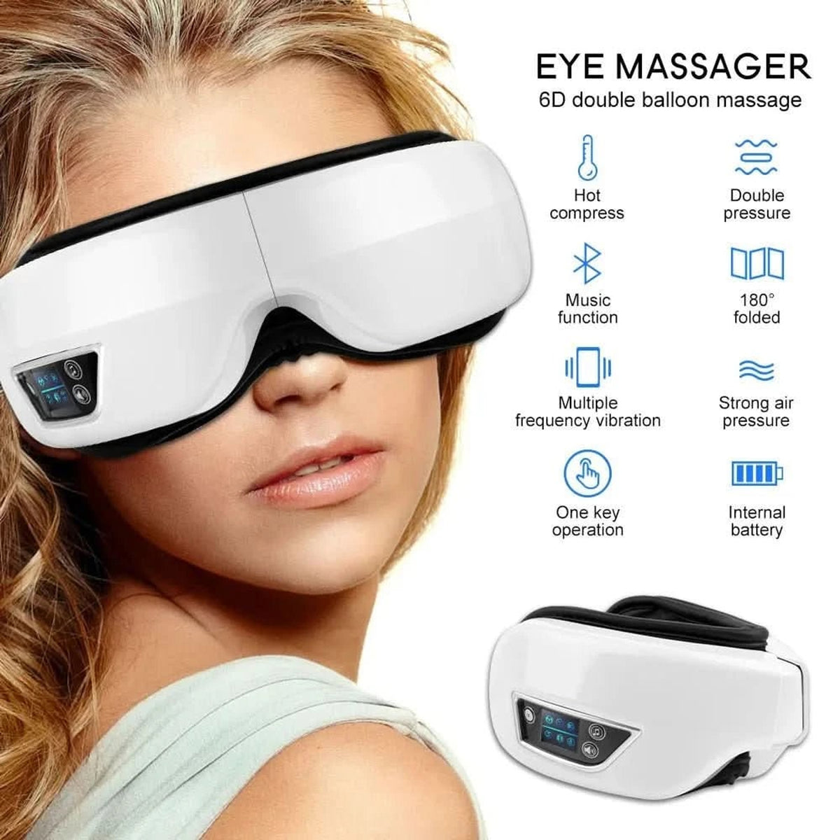 Eyeglow Smart Eye Massager With Heat Air Pressure & Bluetooth Music 180° Foldable Design - Image 2