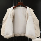 Faux Fur Gilet with Adjustable Waist Ties and Oversized Lapel - Image 2