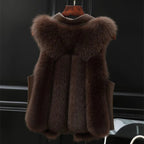 Faux Fur Gilet with Adjustable Waist Ties and Oversized Lapel - Image 7