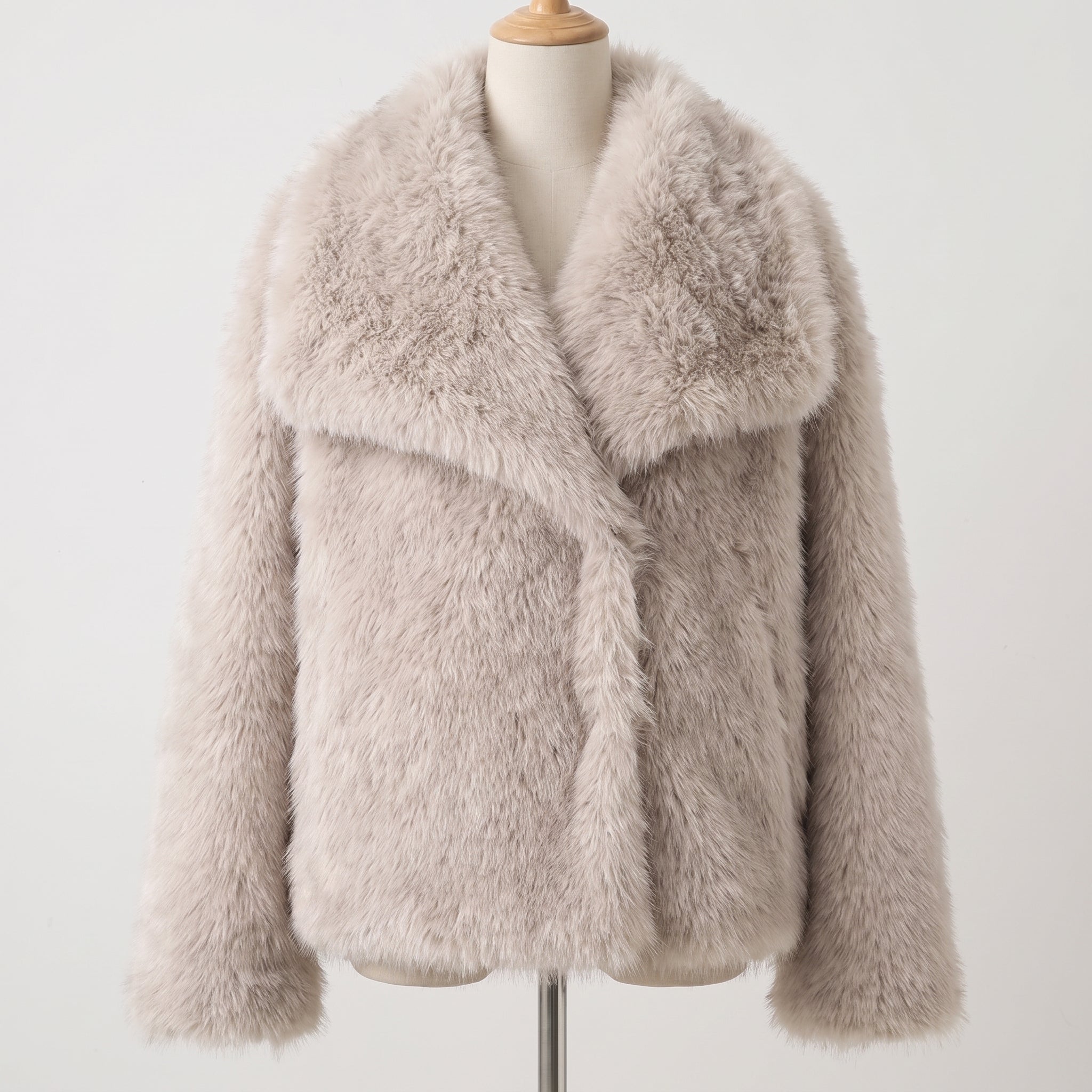 Faux Fur Jacket with Relaxed Oversized Coat and Wide Collar - hero