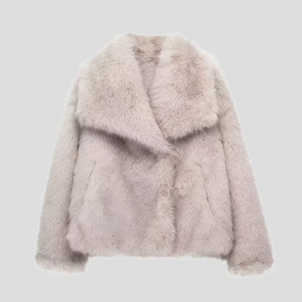 Faux Fur Jacket with Flattering Short Coat and Wide Collar - Image 1