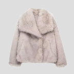 Faux Fur Jacket with Flattering Short Coat and Wide Collar - Image 1