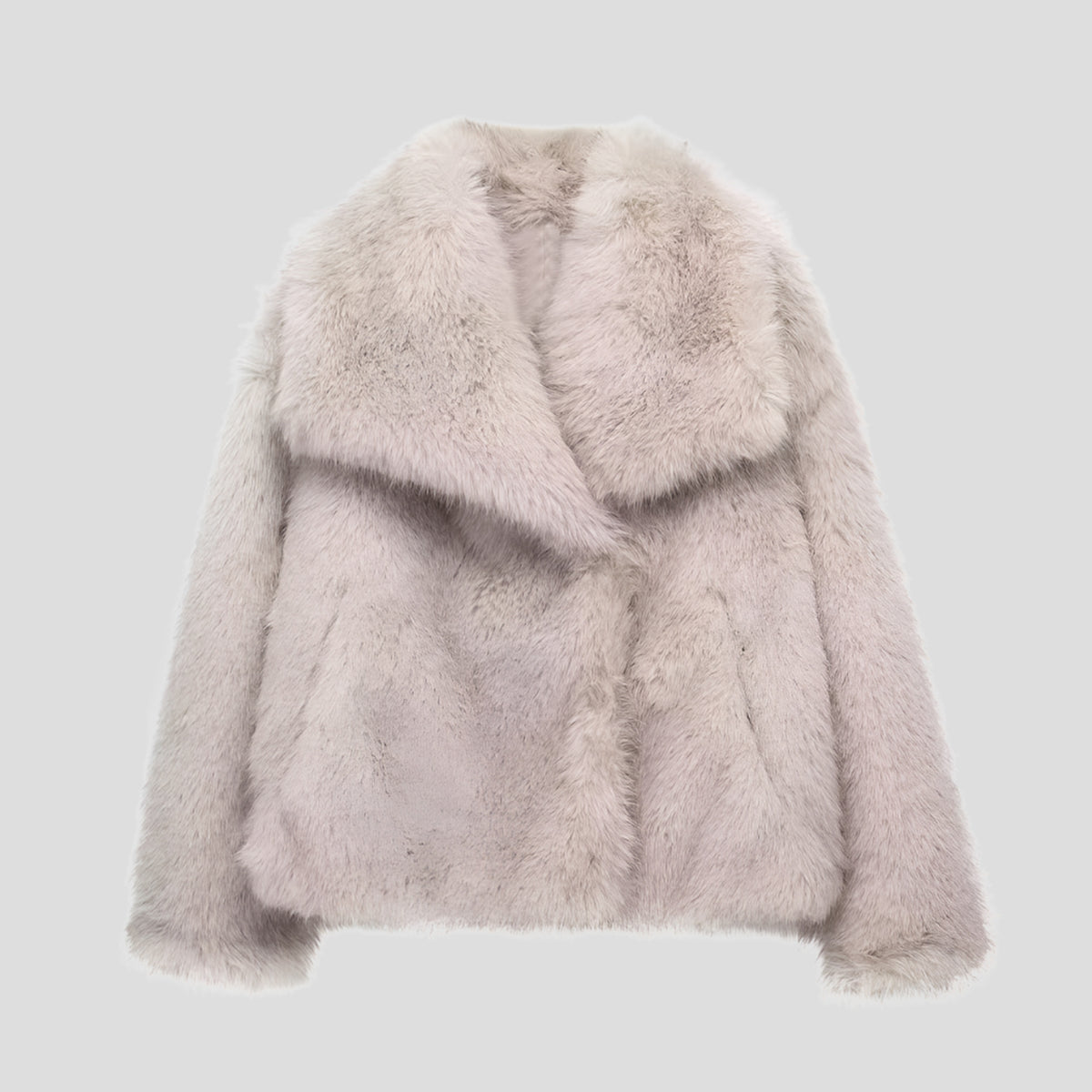 Faux Fur Jacket with Flattering Short Coat and Wide Collar - Image 1