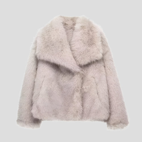 Faux Fur Jacket with Flattering Short Coat and Wide Collar - Image 1
