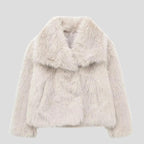 Faux Fur Jacket with Flattering Short Coat and Wide Collar - Image 2