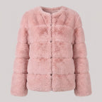 Faux Fur Puffer Jacket with Quilted Design and Ribbed Cuffs - hero