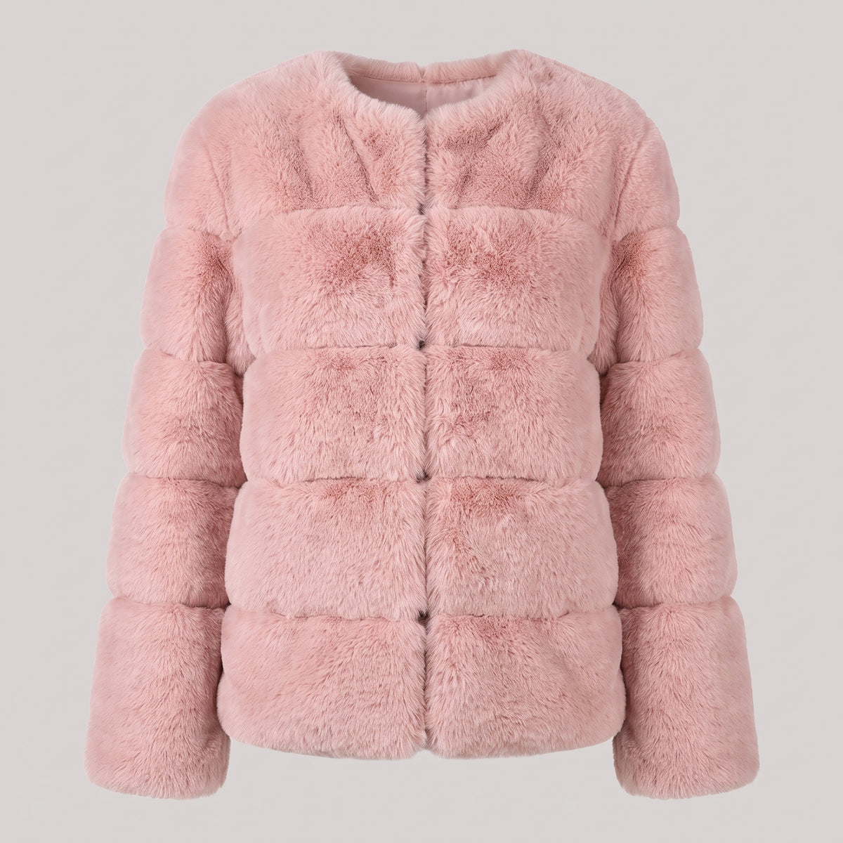 Faux Fur Puffer Jacket with Quilted Design and Ribbed Cuffs - hero