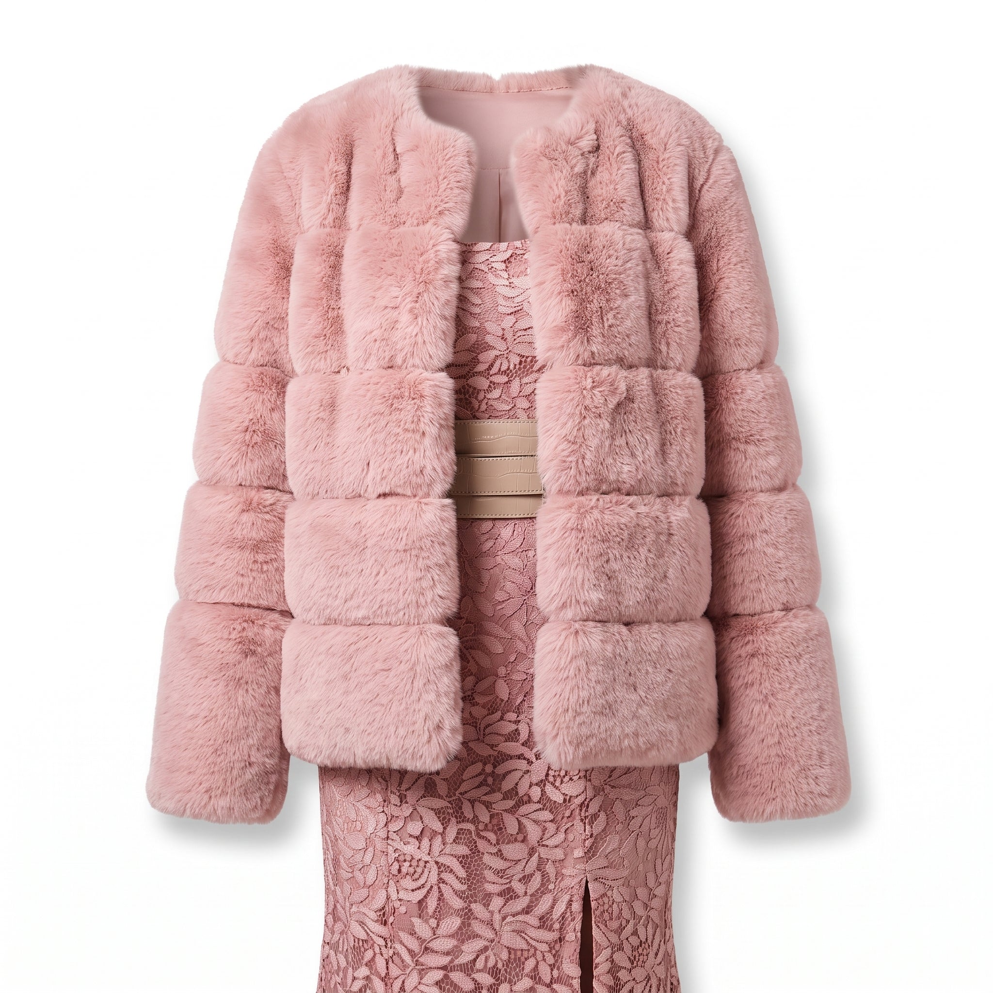Faux Fur Puffer Jacket with Quilted Design and Ribbed Cuffs - studio