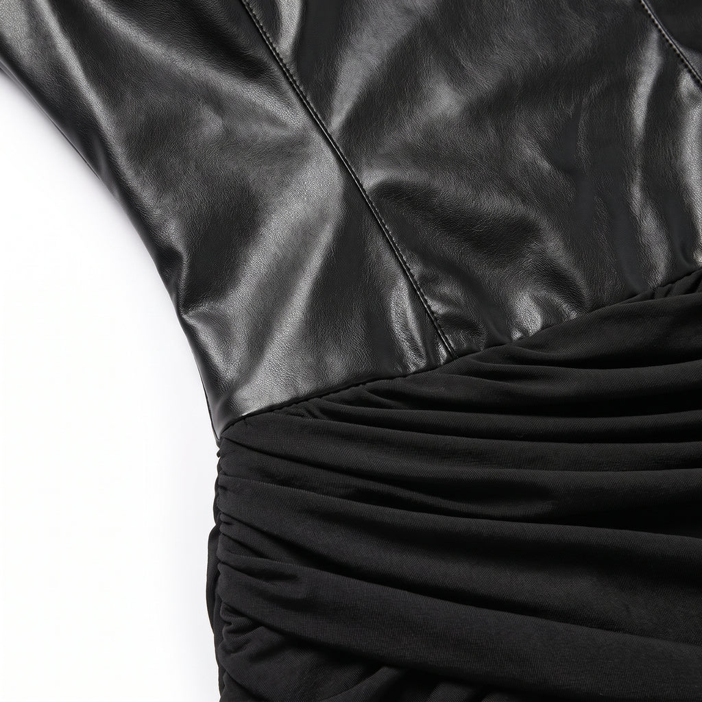 Wrap Dress with Sculpting Bodycon Mini and High Neckline - detail