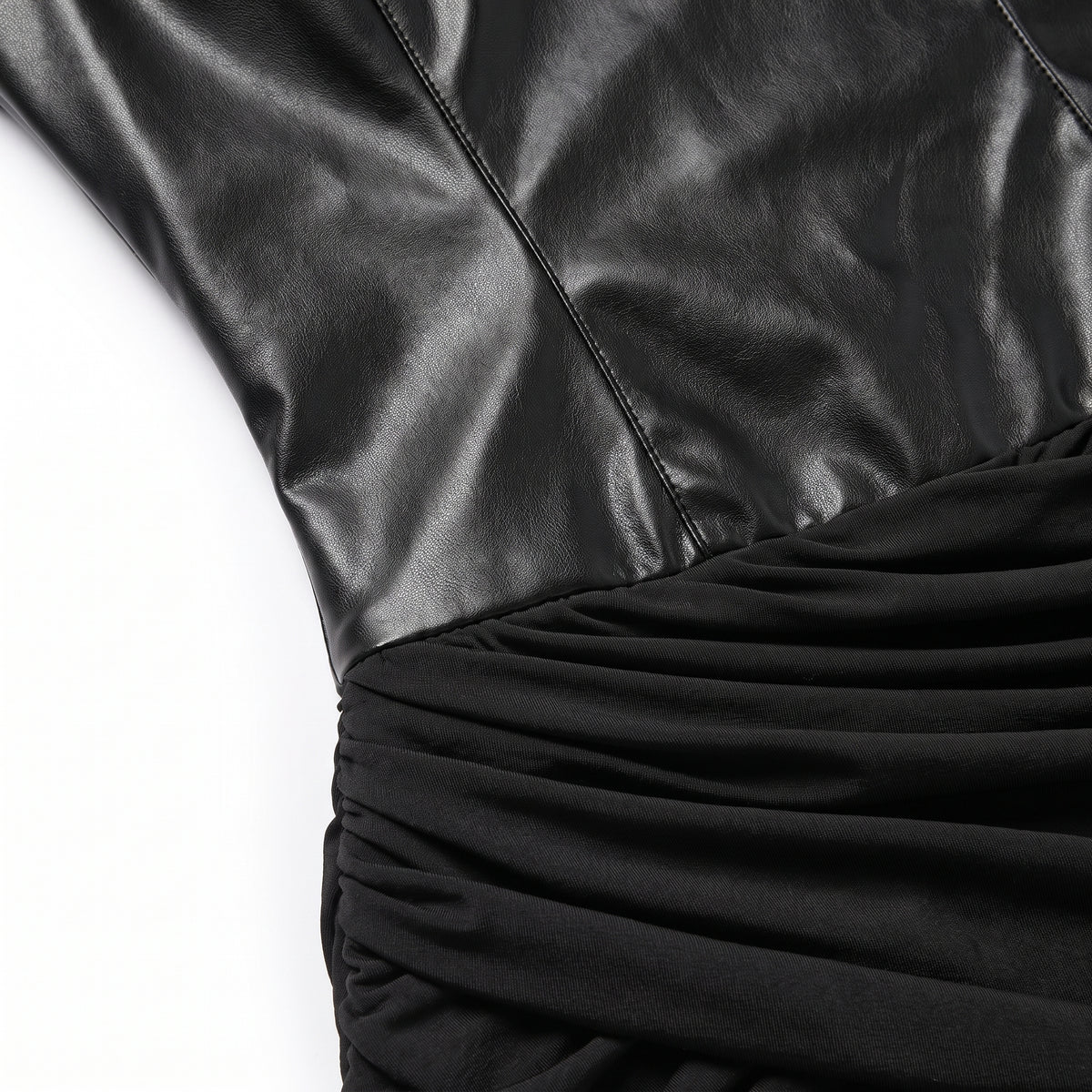 Wrap Dress with Sculpting Bodycon Mini and High Neckline - detail