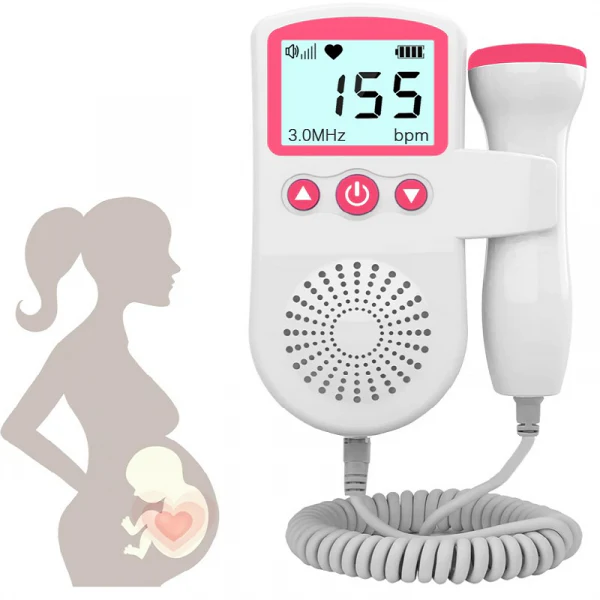 Fetal Doppler Monitor For Home Use With Handheld Probe Built-In Speaker And Backlit Lcd Screen - Image 1