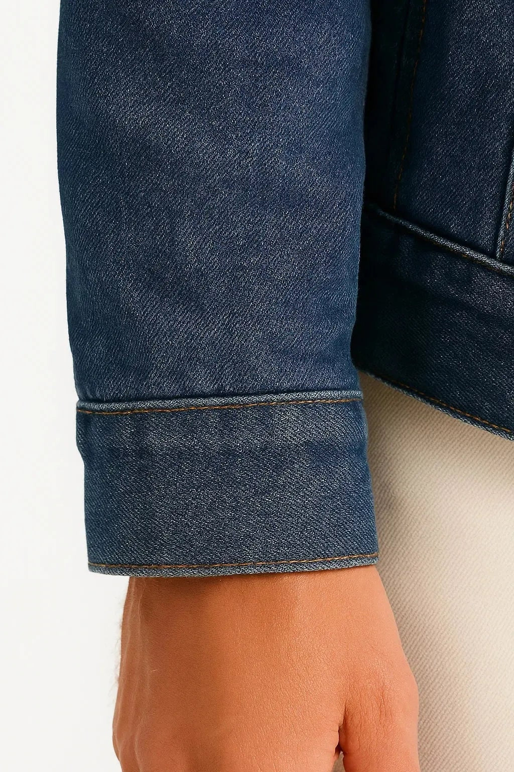 Fleece Jacket with Lined Denim Fit and Shearling Collar - Image 3