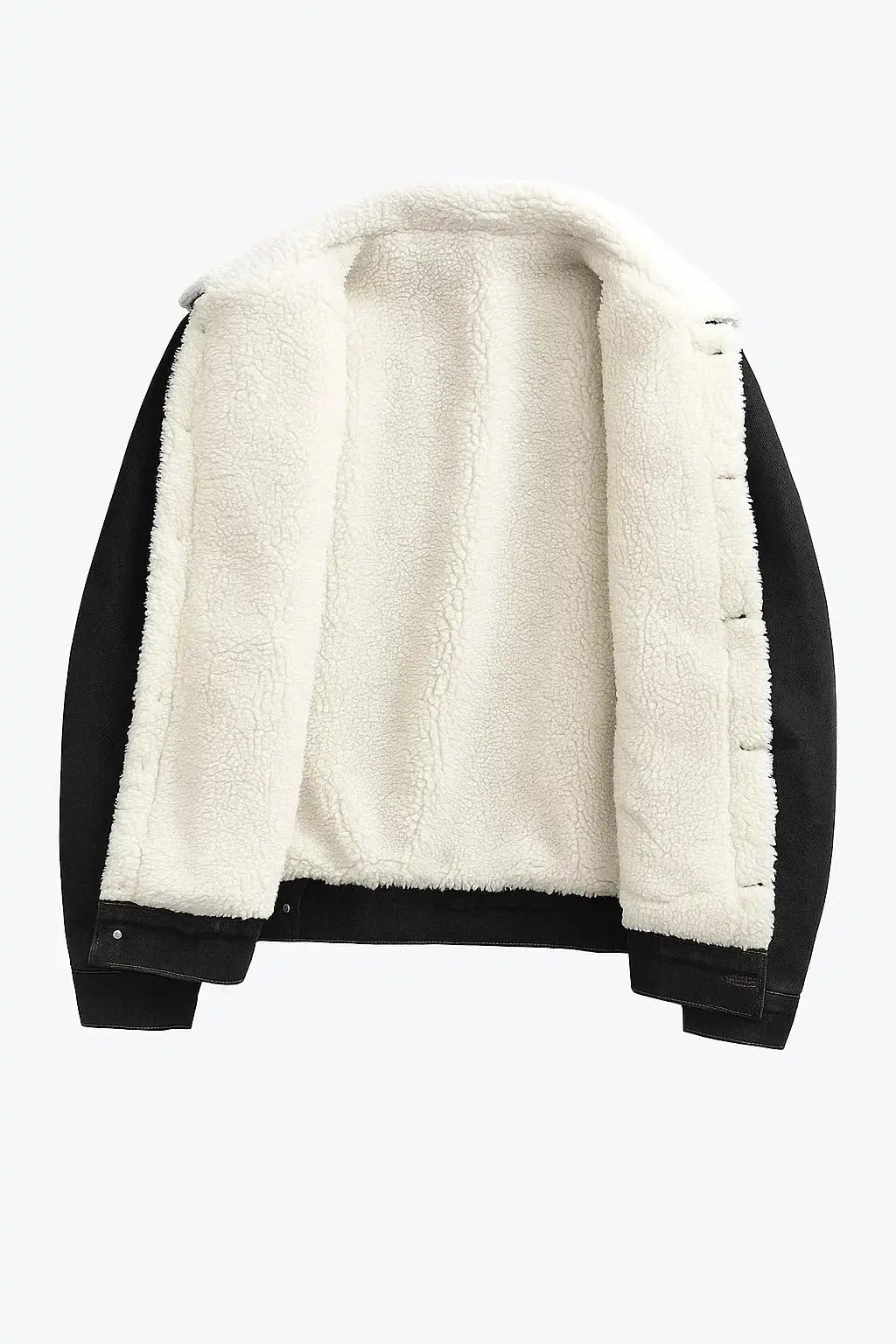 Fleece Jacket with Lined Denim Fit and Shearling Collar - Image 5