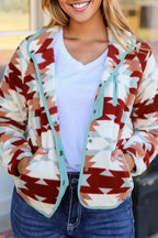 Fleece Jacket with Snap Button Closure and Western Aztec - Image 6