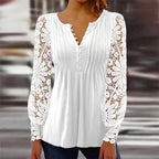 Floral Blouse with Relaxed Henley Shirt and Long Sleeves - Image 5