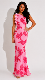 NOVA | Women's Pink Floral Maxi Dress | Wedding Guest & Summer Dress