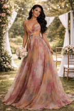 NOVA | Women’s Floral Maxi Dress – Spring Summer Long Dress with Tie Back