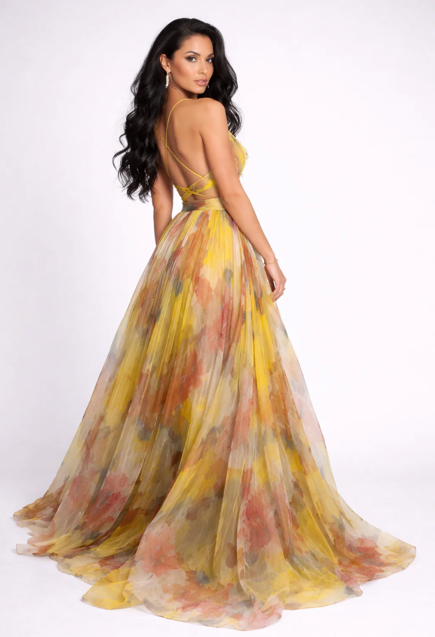 NOVA | Women’s Floral Maxi Dress – Spring Summer Long Dress with Tie Back