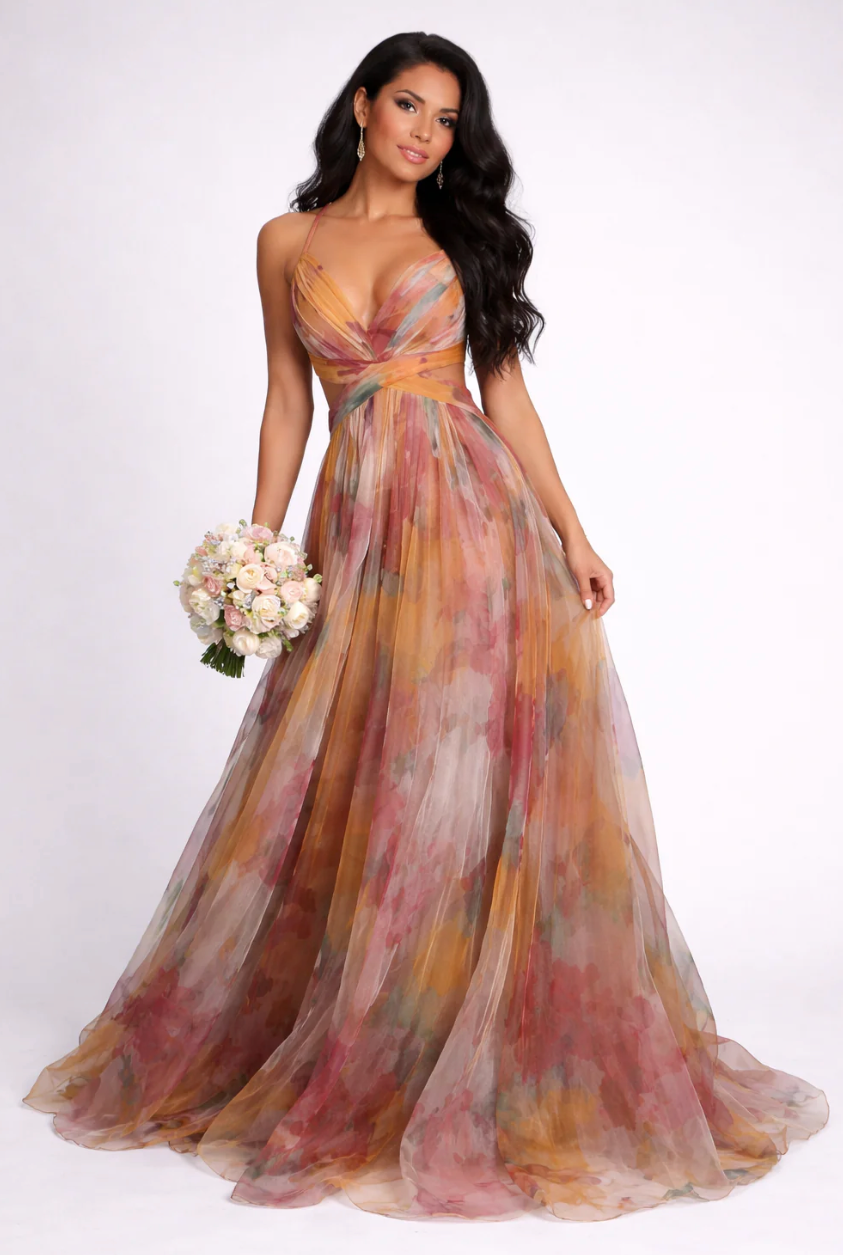 NOVA | Women’s Floral Maxi Dress – Spring Summer Long Dress with Tie Back