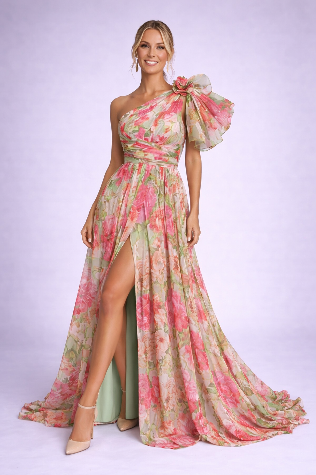 NOVA | Women’s Floral One Shoulder Maxi Dress – Flowy Spring Maxi Dress