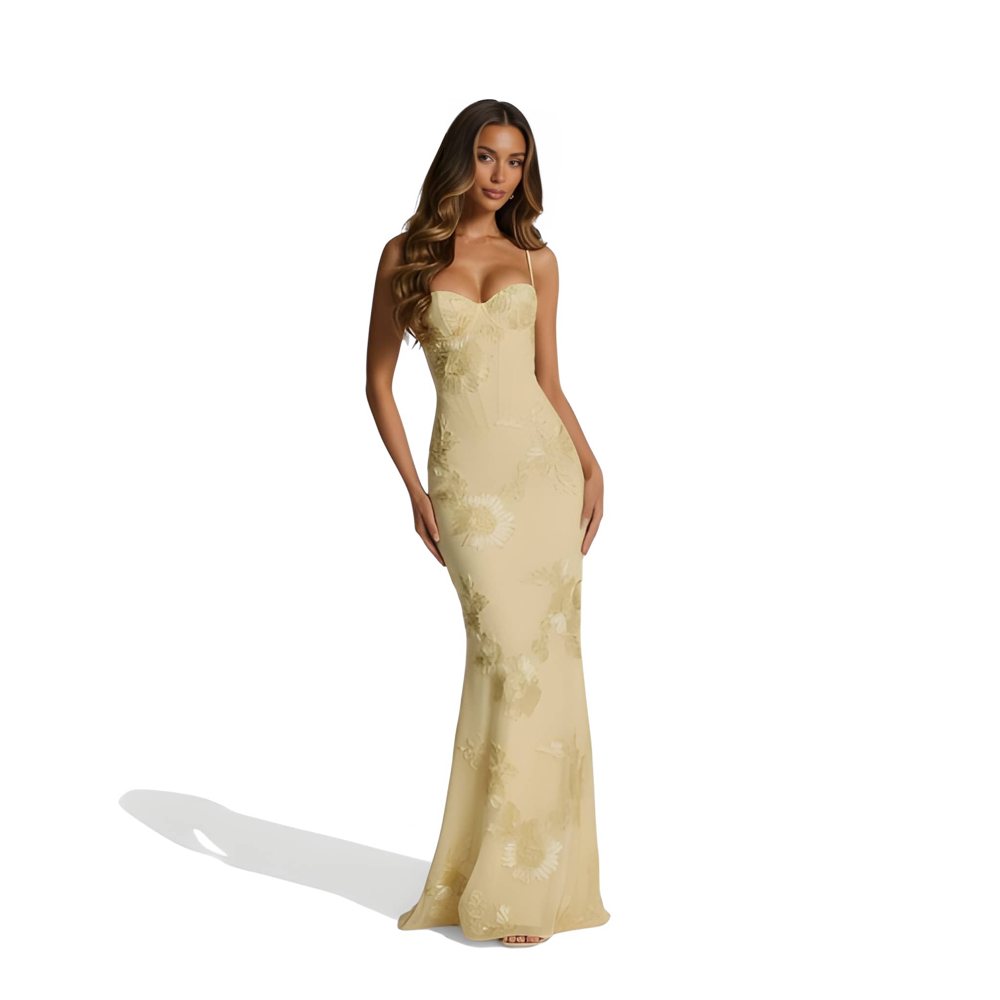 NOVA | Women's Floral Jacquard Maxi Dress | Elegant Corset Evening Gown
