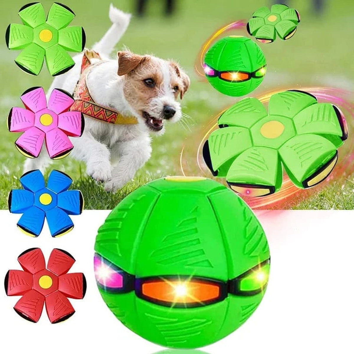 Flying Saucer Ball Dog Toy With Motion-Activated Flashing Light - Image 4