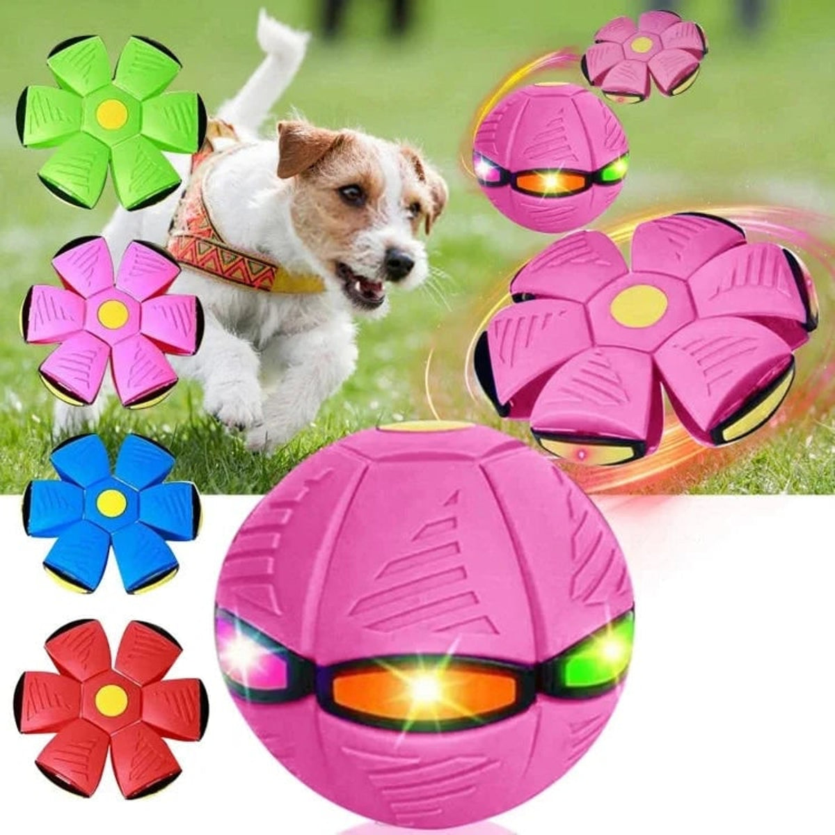 Flying Saucer Ball Dog Toy With Motion-Activated Flashing Light - Image 3