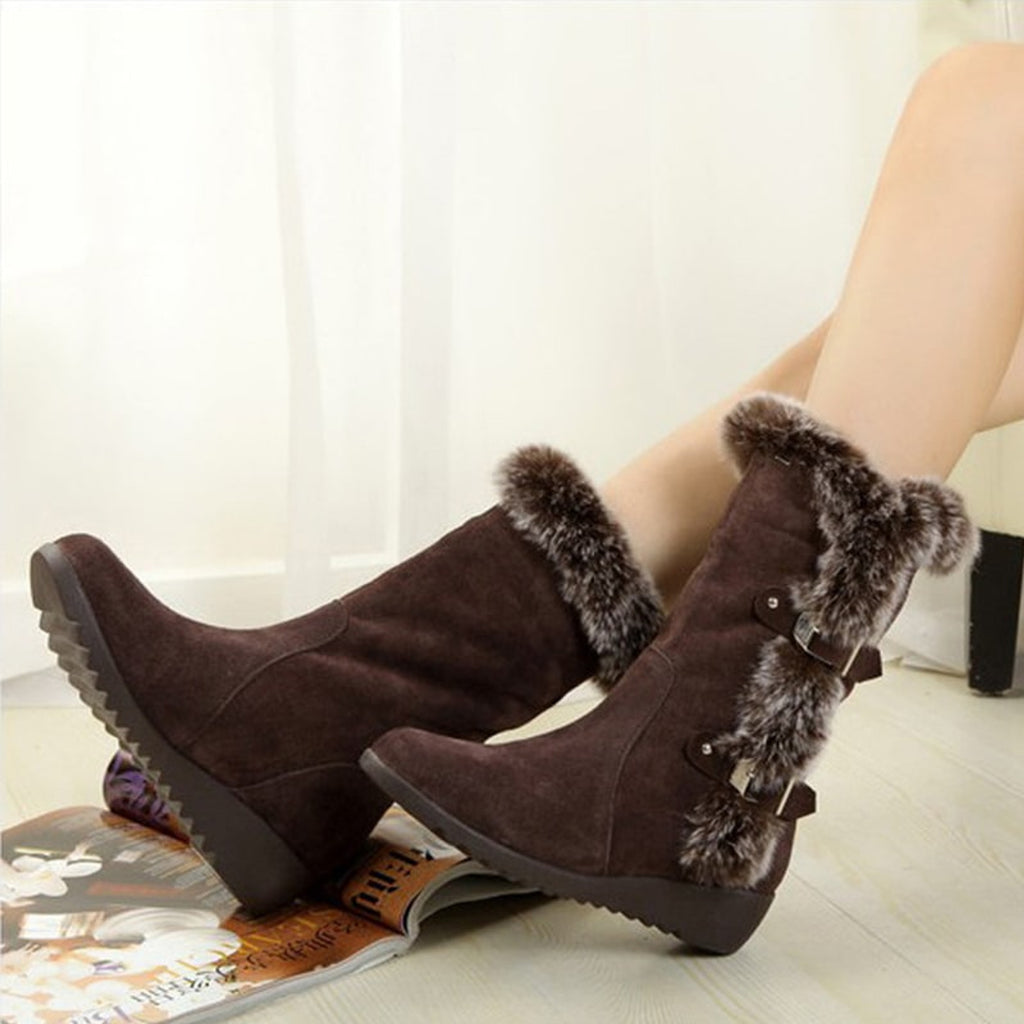 Fur Boot with Waterproof Suede Construction and Round Toe - Image 1