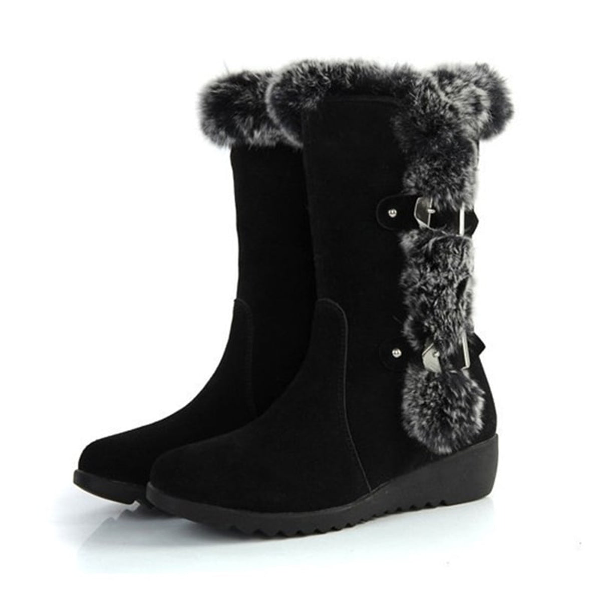 Fur Boot with Waterproof Suede Construction and Round Toe - Image 2