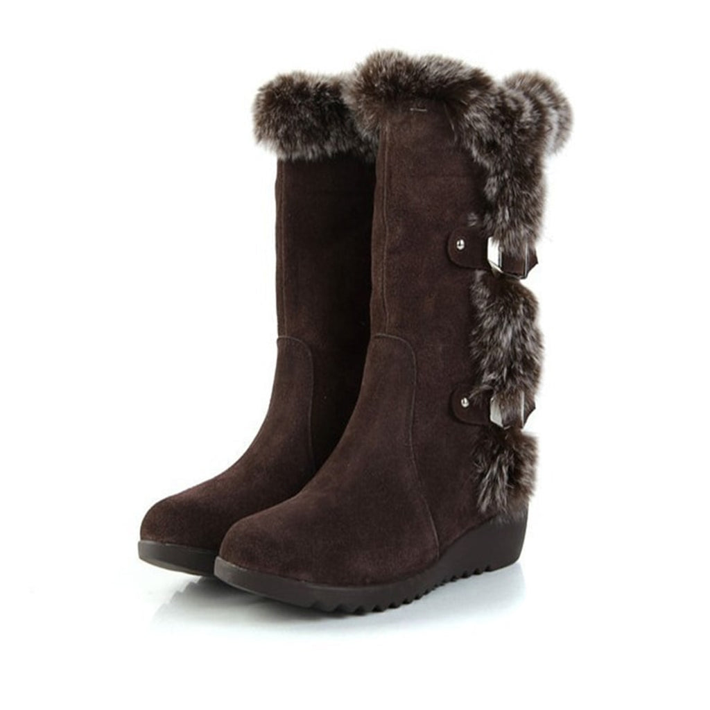 Fur Boot with Waterproof Suede Construction and Round Toe - Image 3