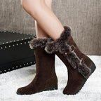 Fur Boot with Waterproof Suede Construction and Round Toe - Image 4