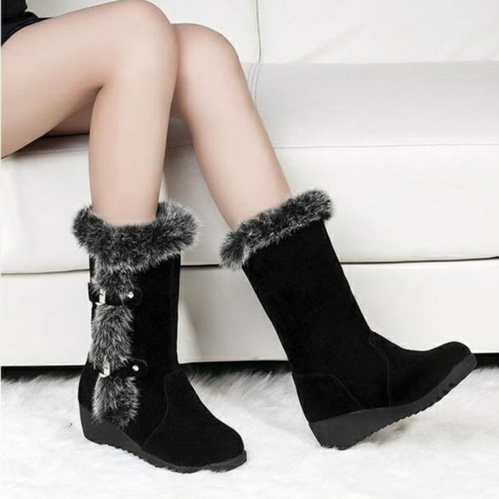 Fur Boot with Waterproof Suede Construction and Round Toe - Image 5
