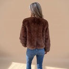 Fur Coat with Cropped Jacket Fit and Zip-Up Front - Image 7