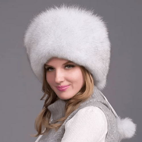 Fur Hat with Warm Ear Flaps and Round Shape - Image 2