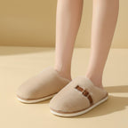 Fur Slippers with Cushioned Mule Style and Buckle Strap - Image 2