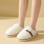 Fur Slippers with Cushioned Mule Style and Buckle Strap - Image 6