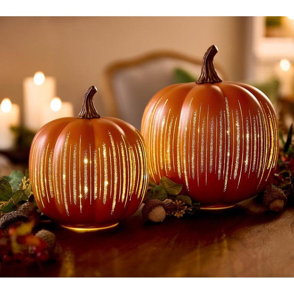 Galaxy Projection Pumpkin With Hand-Blown Venetian Glass Design - Image 1